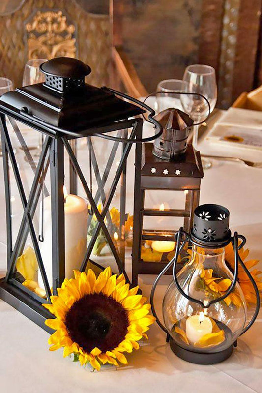 SHYMERY Mini Lantern with Flickering LED Candles,Vintage Black Decorative  Hanging Candle Lanterns for Halloween,Wedding Decorations,Christmas,Table