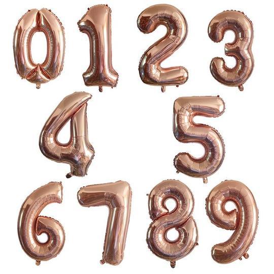 Birthday Number Balloons - Rose Gold, Gold, Silver, Ombre - 32 Inches/ 40 Inches