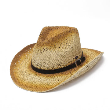 GEMVIE Cowboy Hat Western Style Straw Sun Hat for Men and Women Hollow