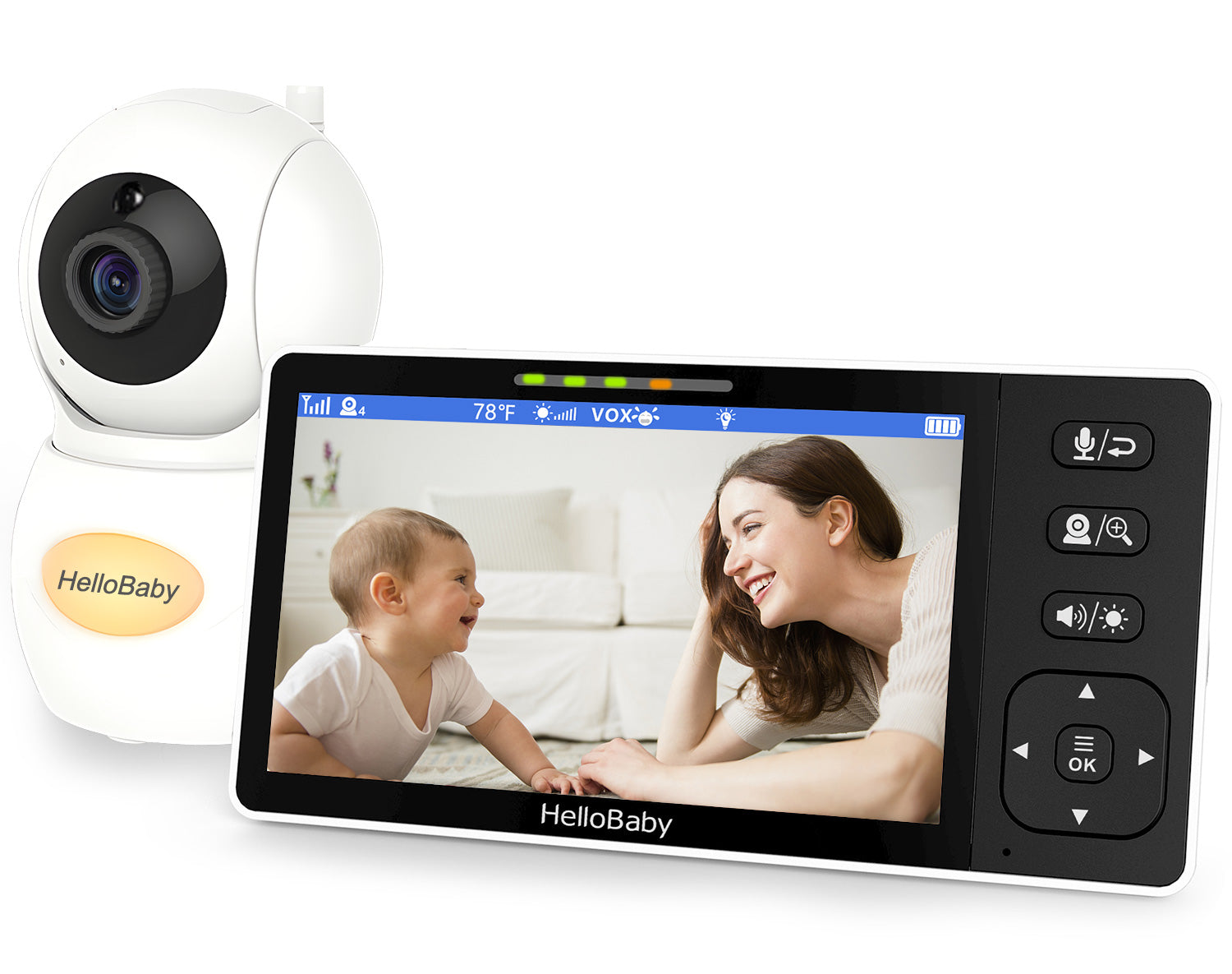 Baby Monitor, Video Baby Monitor with 5 Screen, 720P HD Pan-Tilt Zoom  Camera, 2-Way Talk
