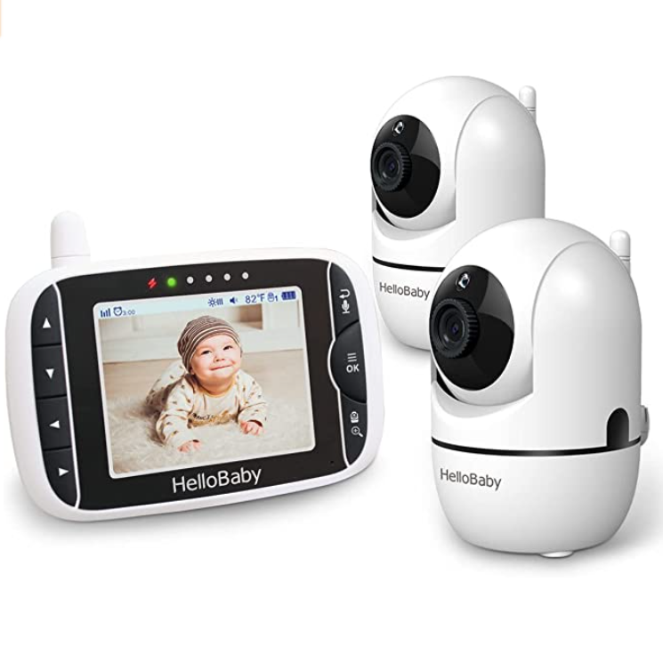 HelloBaby Babyphone Caméra Moniteur vidéo pour bébé avec caméra et Audio,  12,7 cm (5 ) écran LCD Couleur Caméra de Vision Nocturne Infrarouge Mode  Vox Affichage de La température Sleepie : 