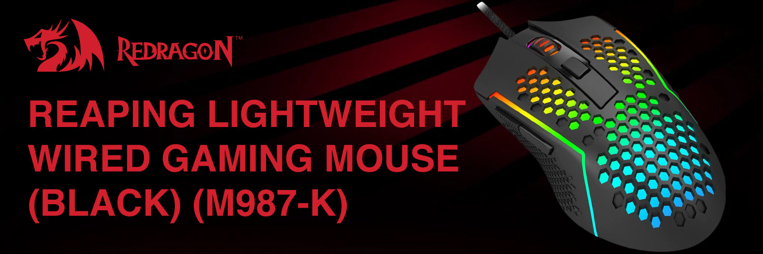 Redragon M987-K REAPING Lightweight Gaming Mouse 55Grams - 12,400 DPI (Black)