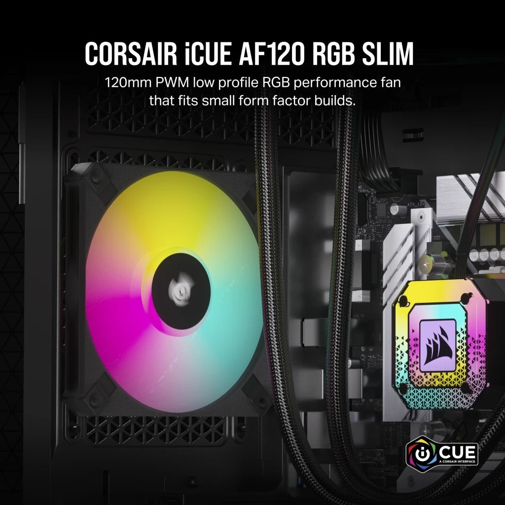 Corsair iCUE AF120 RGB Slim 120MM PWM Fluid Dynamic Bearing Fan (Black ...