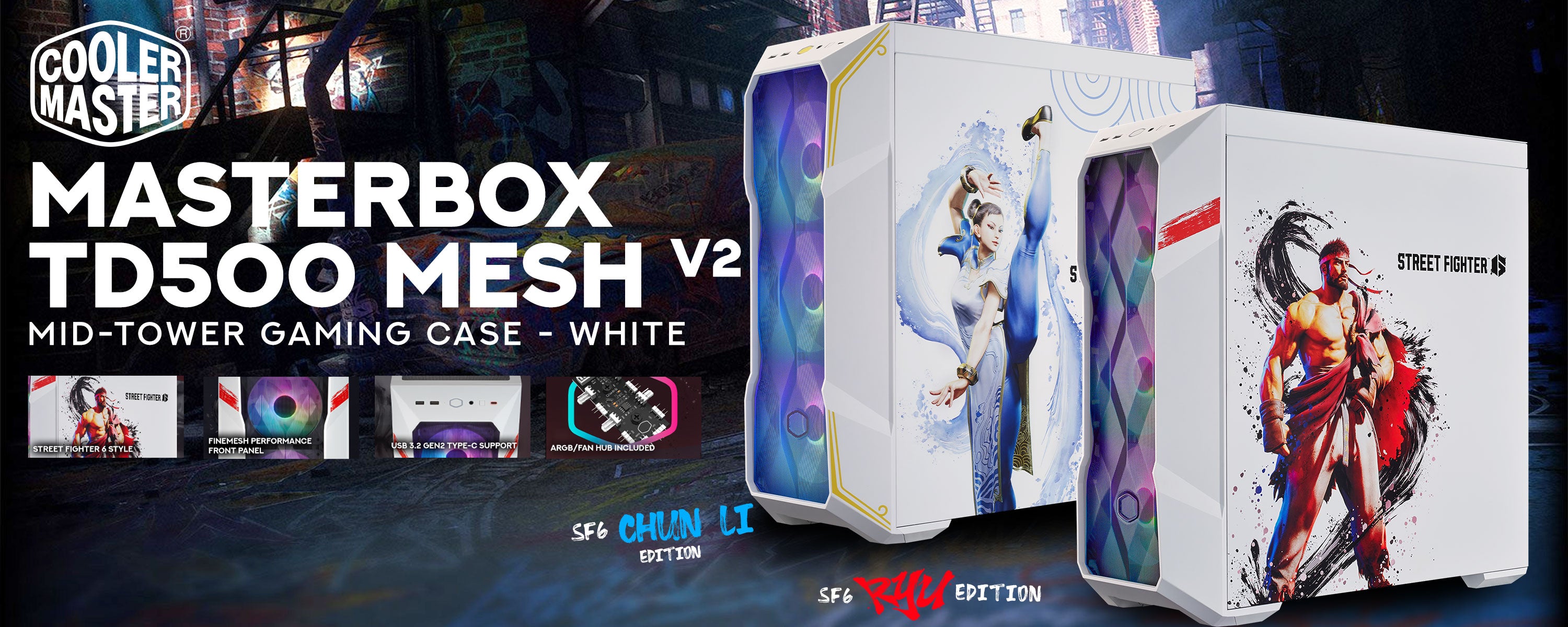 Cooler Master Masterbox TD500 Mesh V2 Mid-Tower Gaming Case (White)