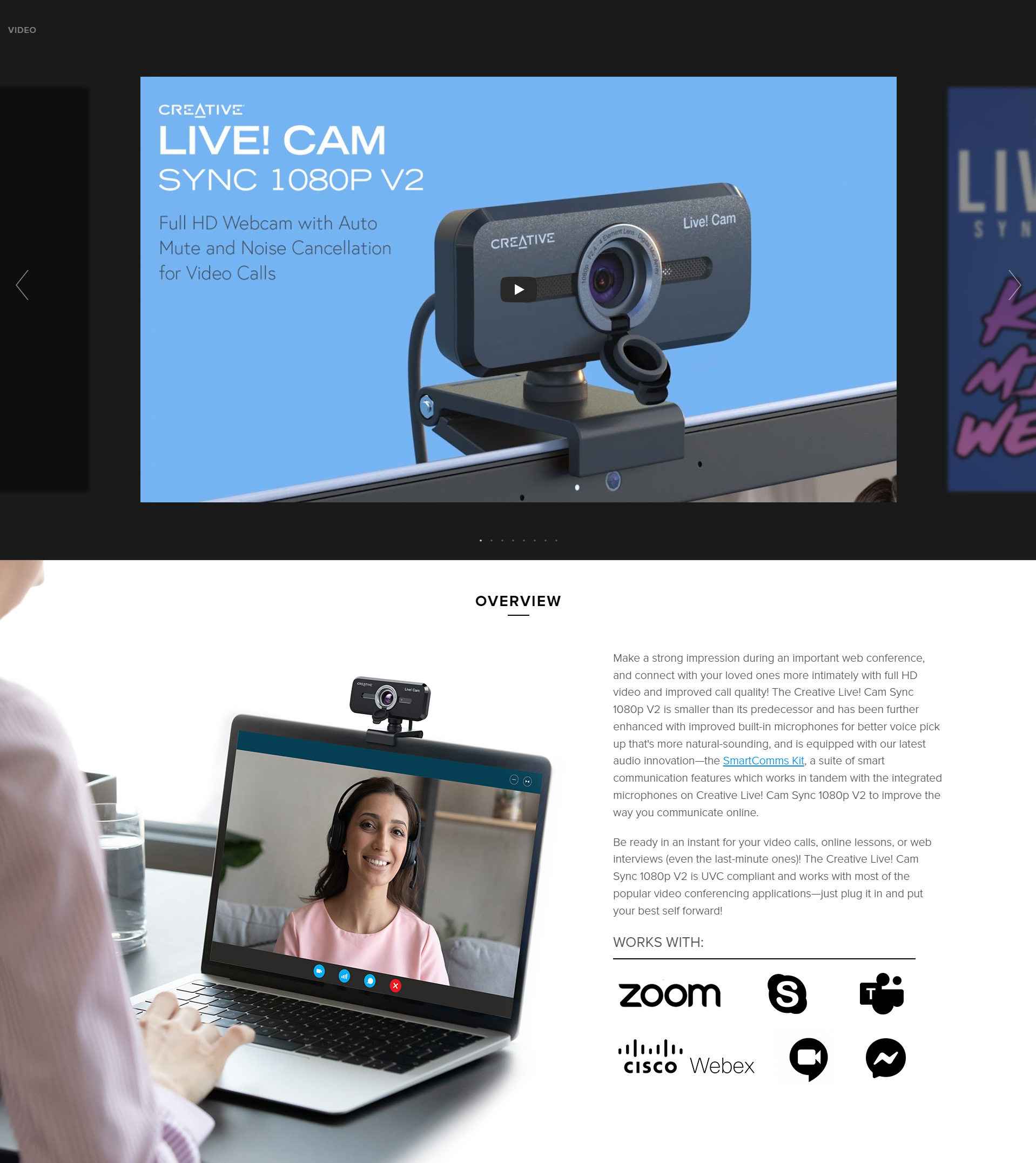 Creative Live Cam Sync 1080P V2 FHD Webcam With Auto Mute & Noise Canc