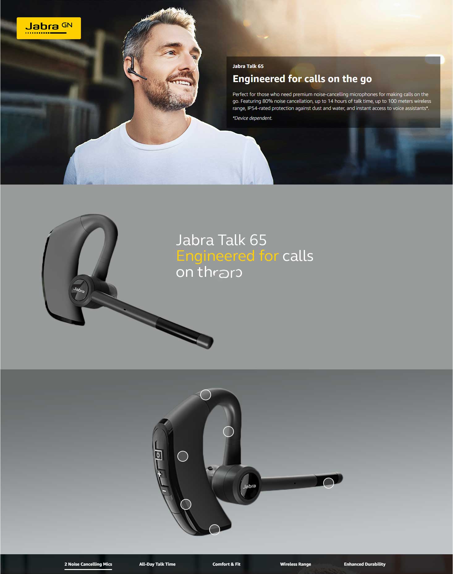 Built-In Mono Noise With Premium Bluetooth Can 65 Talk Jabra 2 Headset