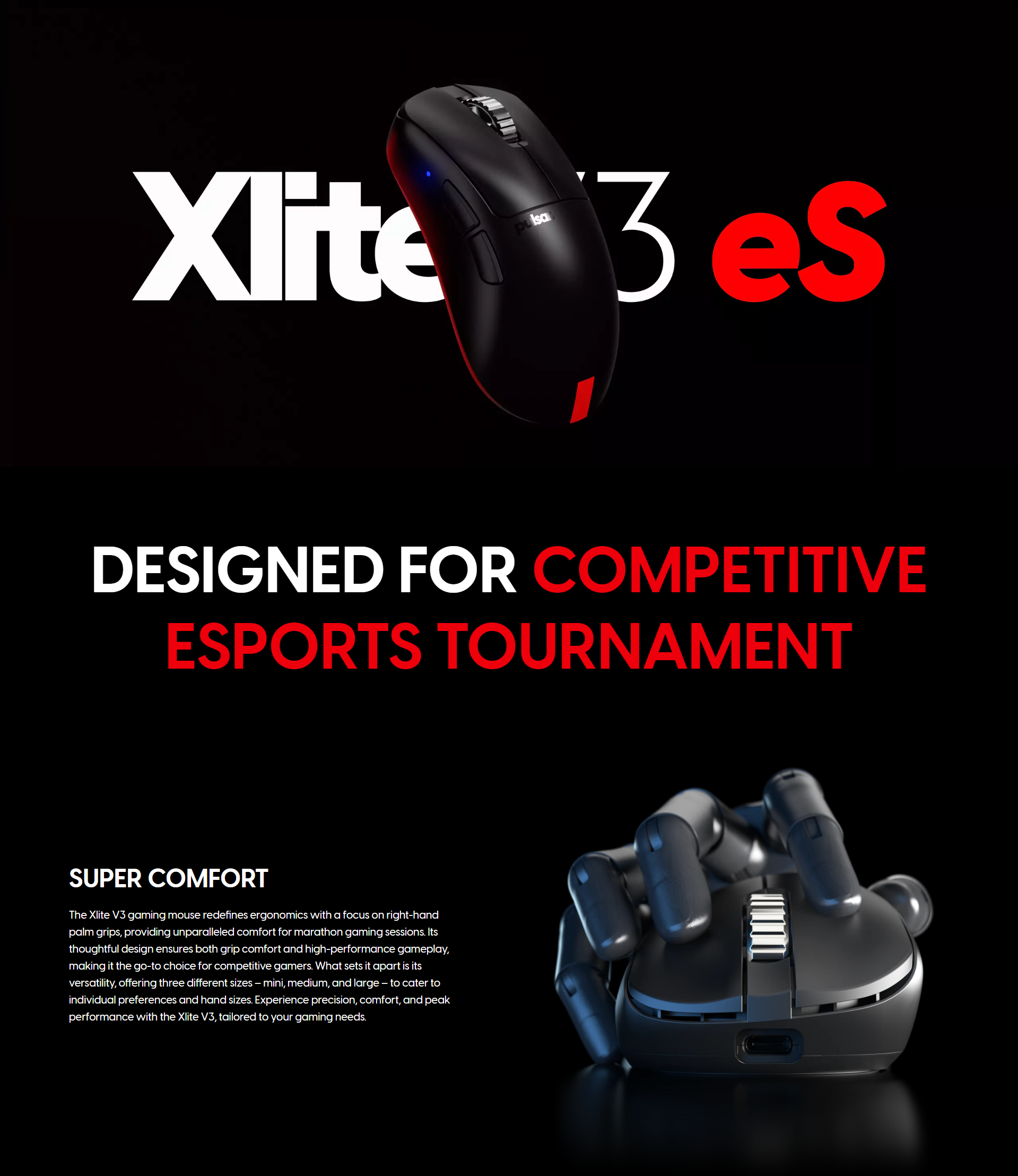 Pulsar XLITE V3 ES Esports Tournament Edition Wireless Gaming Mouse (S