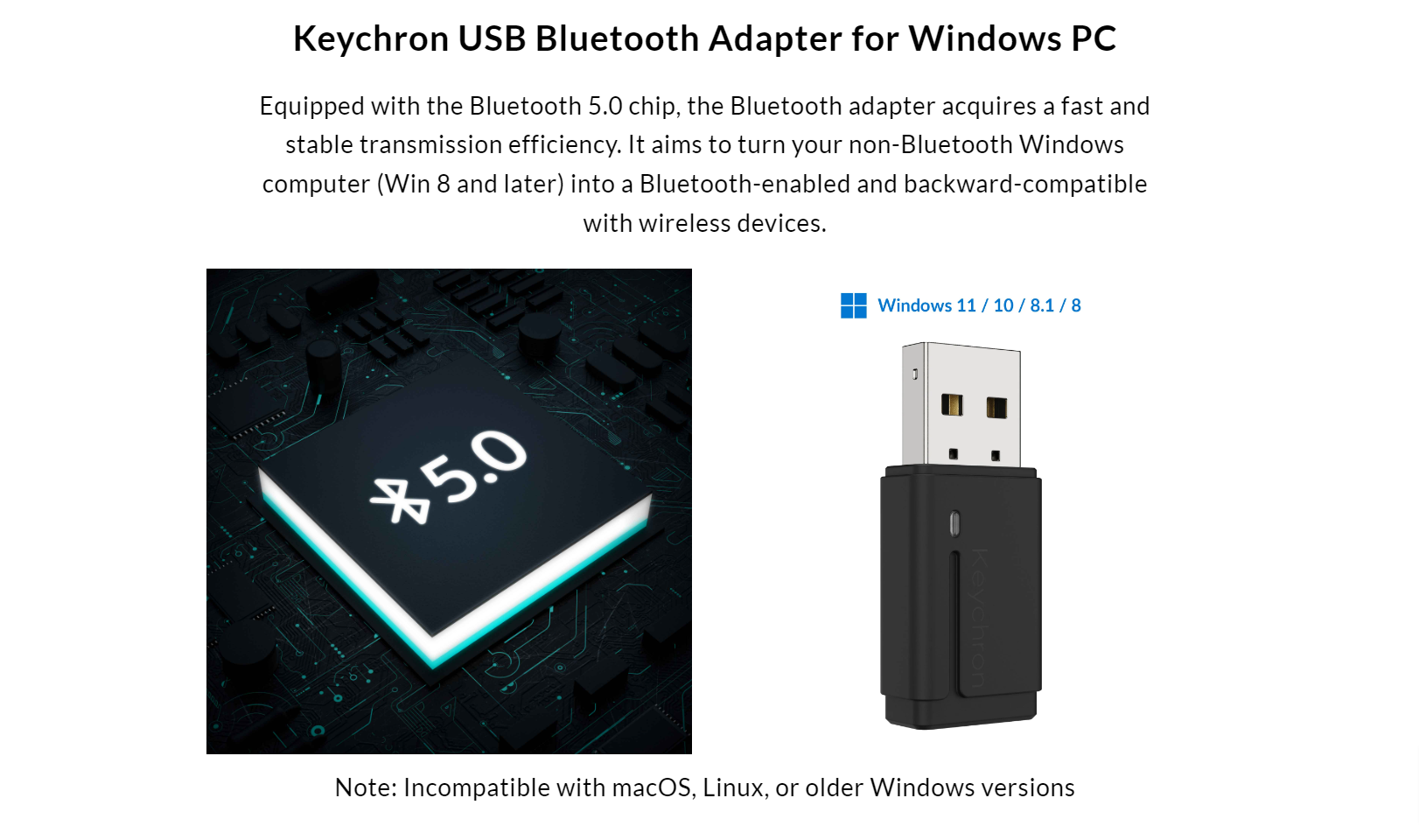 Adaptador Bluetooth USB Keychron para Windows 5.0