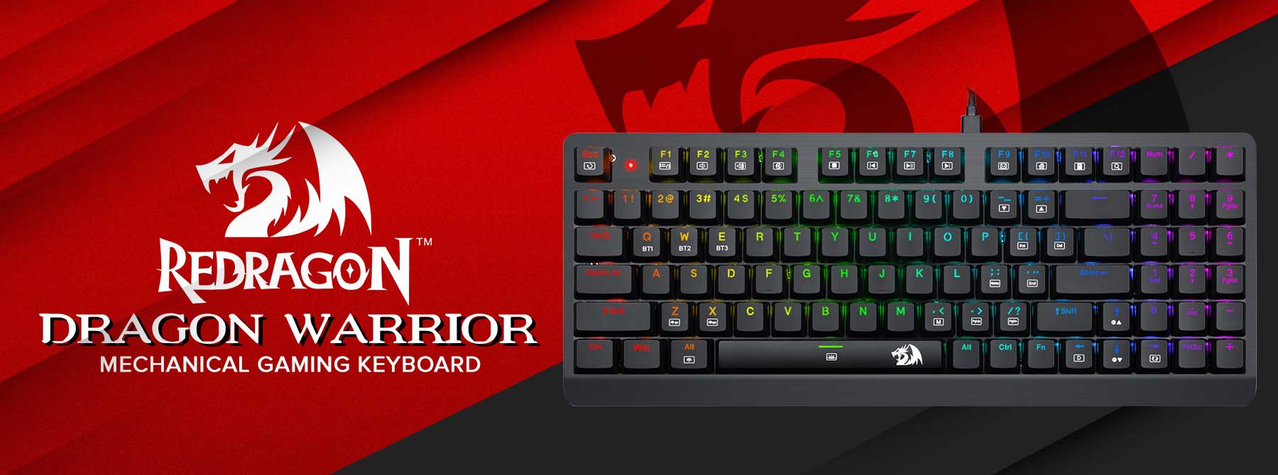 DATABLITZ ECOMMERCE | REDRAGON DRAGON WARRIOR MECHANICAL GAMING KEYBOARD  (BLACK) (DUST-PROOF BLUE) (K603P-KBS)