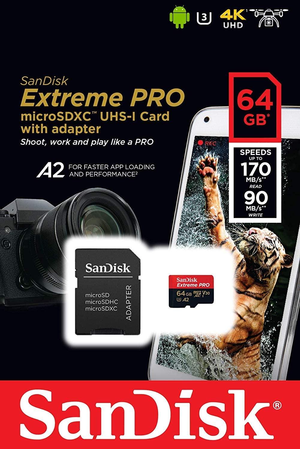 Datablitz Sandisk Extreme Pro 64gb 200mbs Microsdxc Uhs 1 Card With Adapter Sdsqxcu 064g Gn6ma 4281