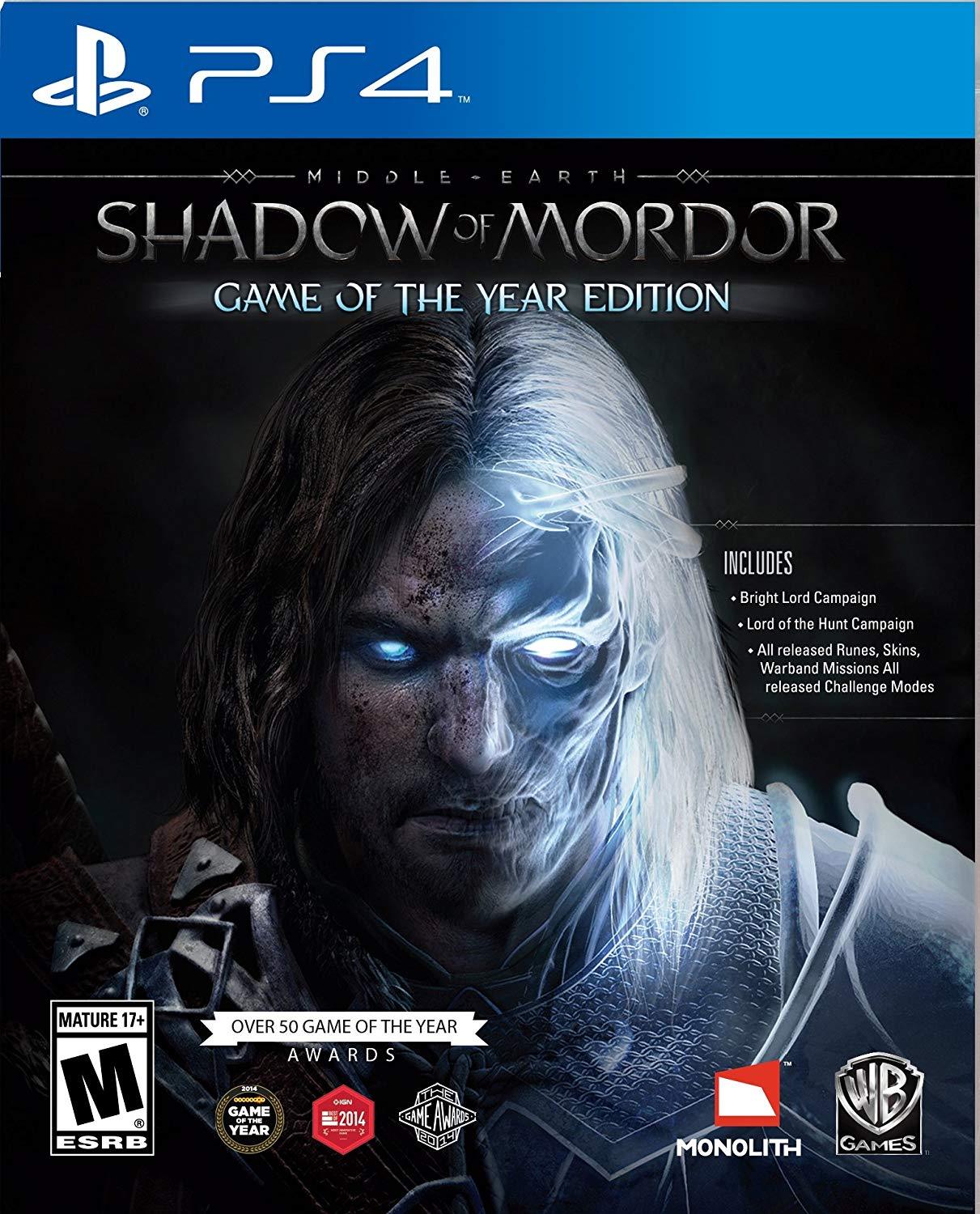 middle earth shadow of mordor game of the year ps4