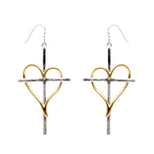 Load image into Gallery viewer, Heart Wrapped Cross Earrings
