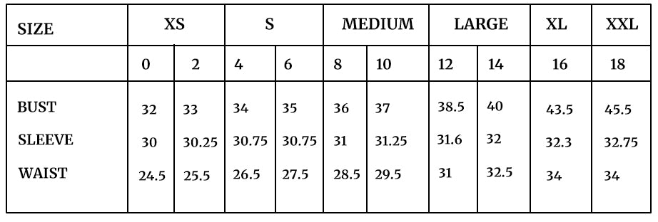 size chart