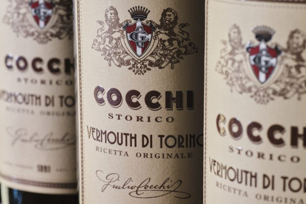 Cocchi Storico Vermouth di Torino labels on 3 bottles lined up