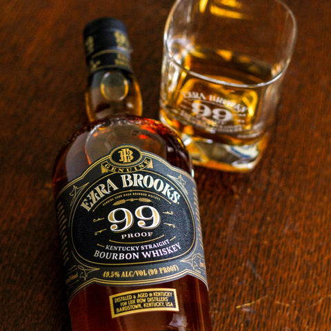 Eztra Brooks 99 Proof Bourbon Whiskey with glass