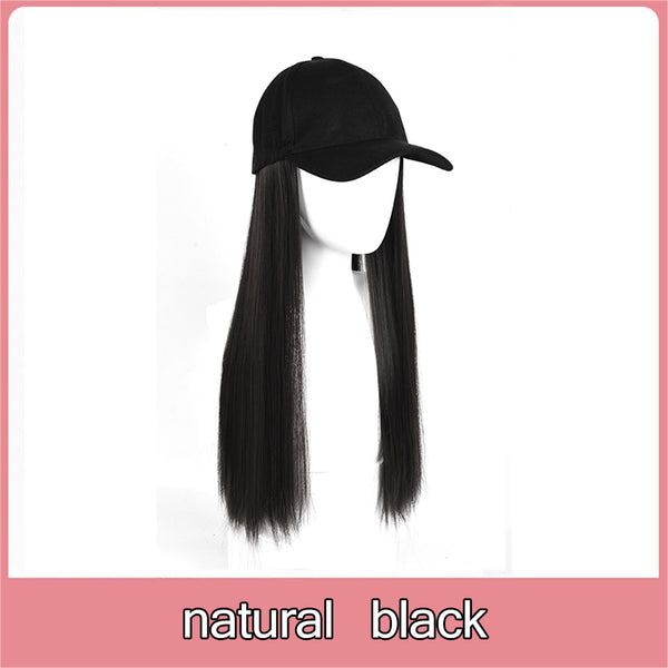 Baseball Hat Synthetic Hair Wig Black Brown Color Long Straight Hair E Niceehair