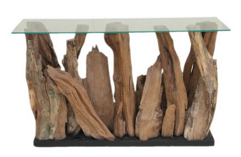 teak wood beach console table