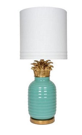 gold and blue pineapple lamp