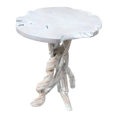 white washed teak side table beach style decor