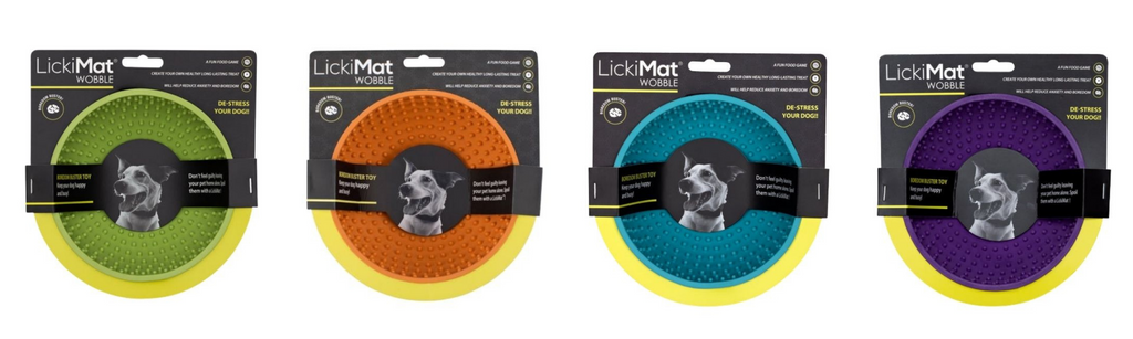 LickiMats Wobble licky mats for dogs - Licki Mat brand - green, orange, blue, purple dog licky mats