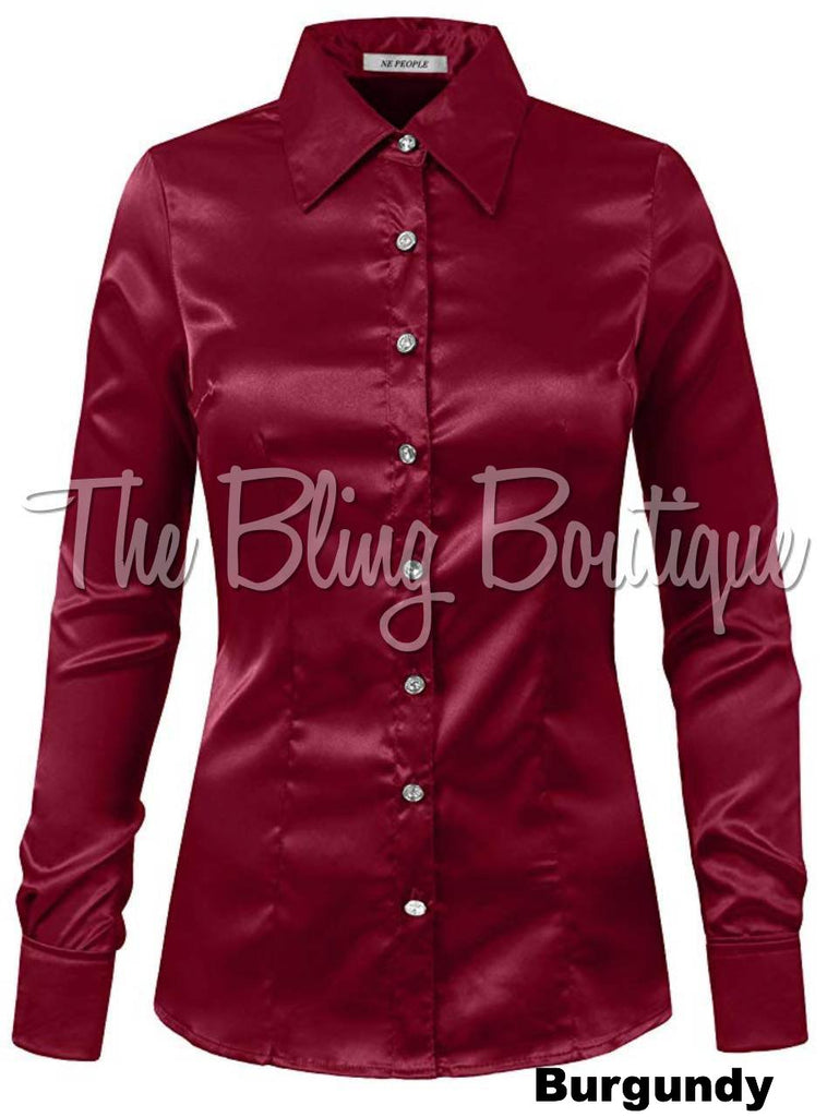 red satin button down shirt mens