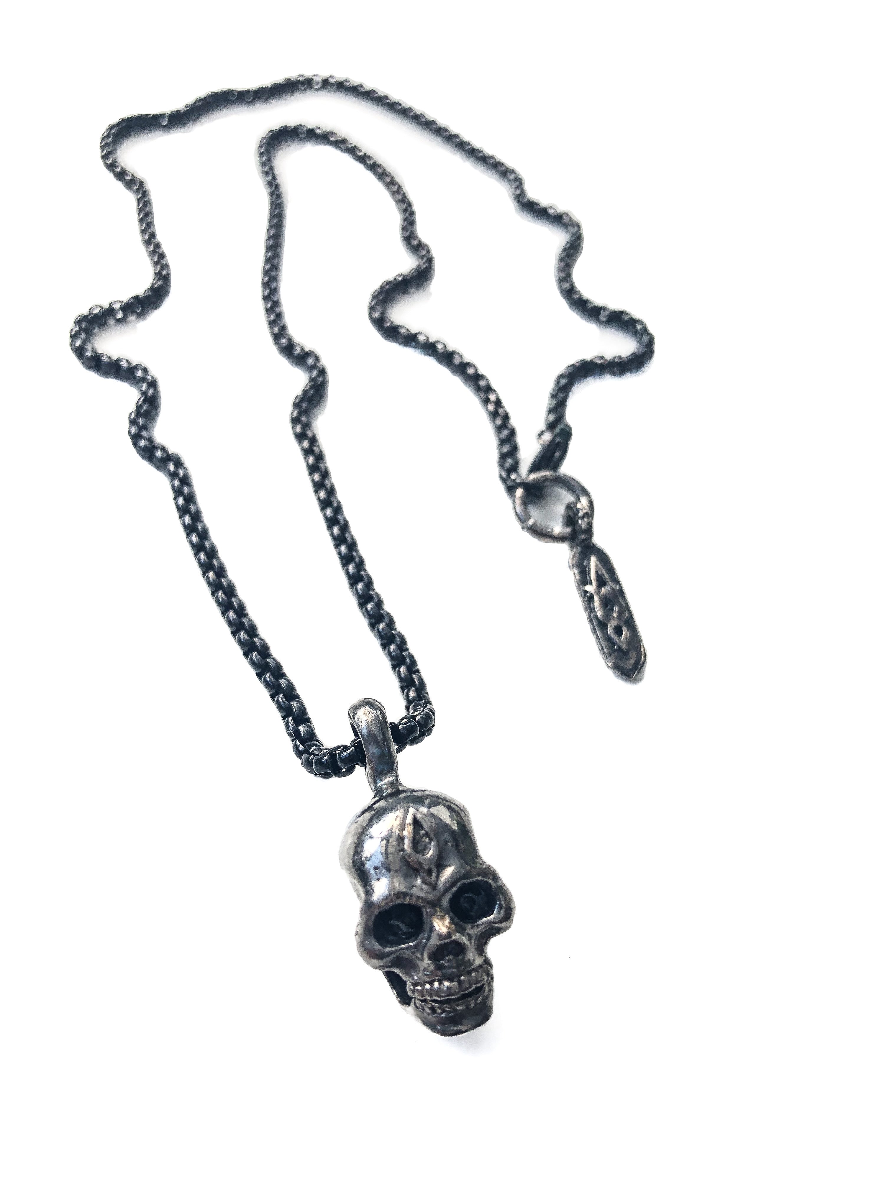 Black Rhodium Skull on Chain