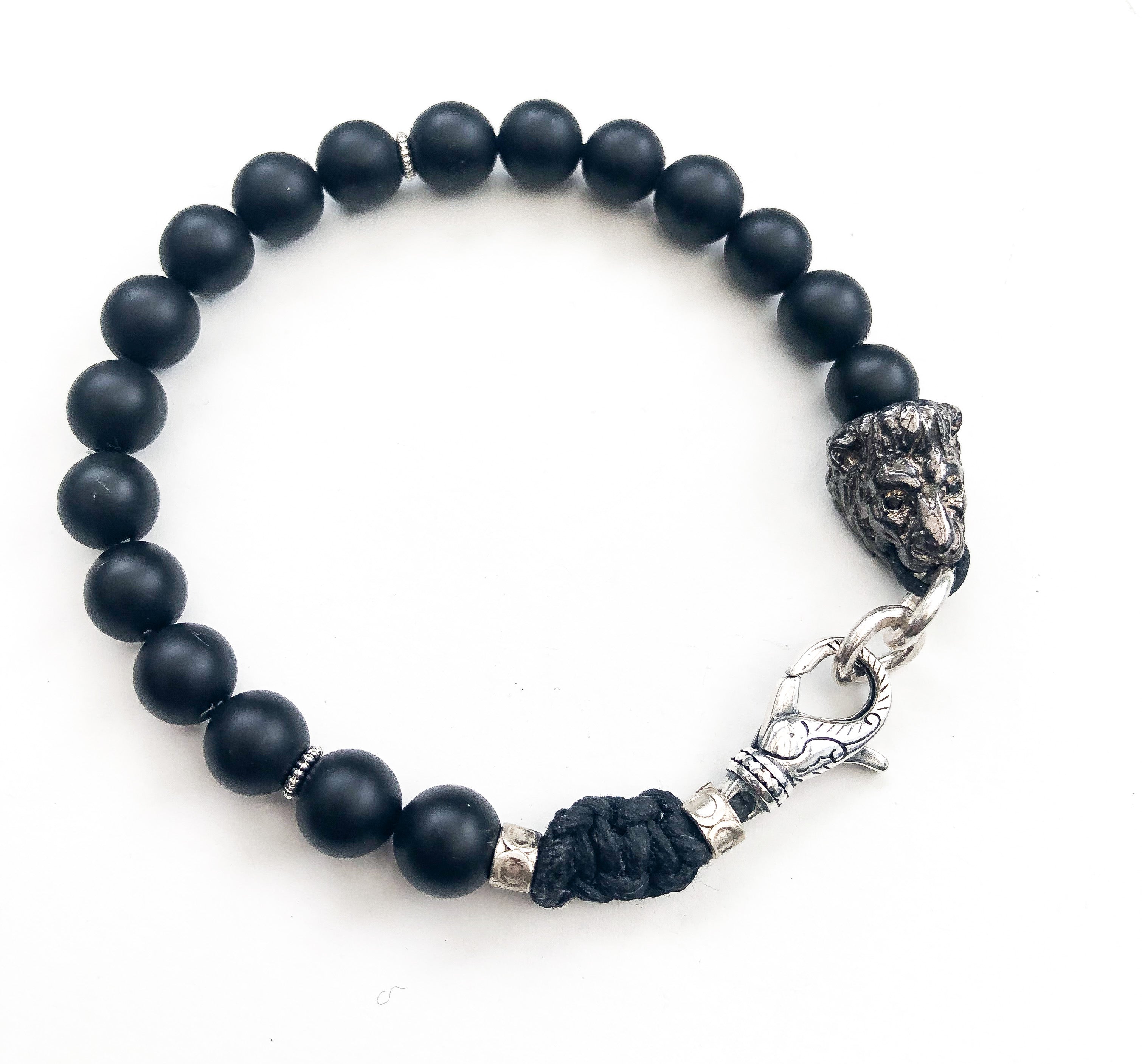 Wisdom Lion Bracelet W/ Black Diamond Eyes