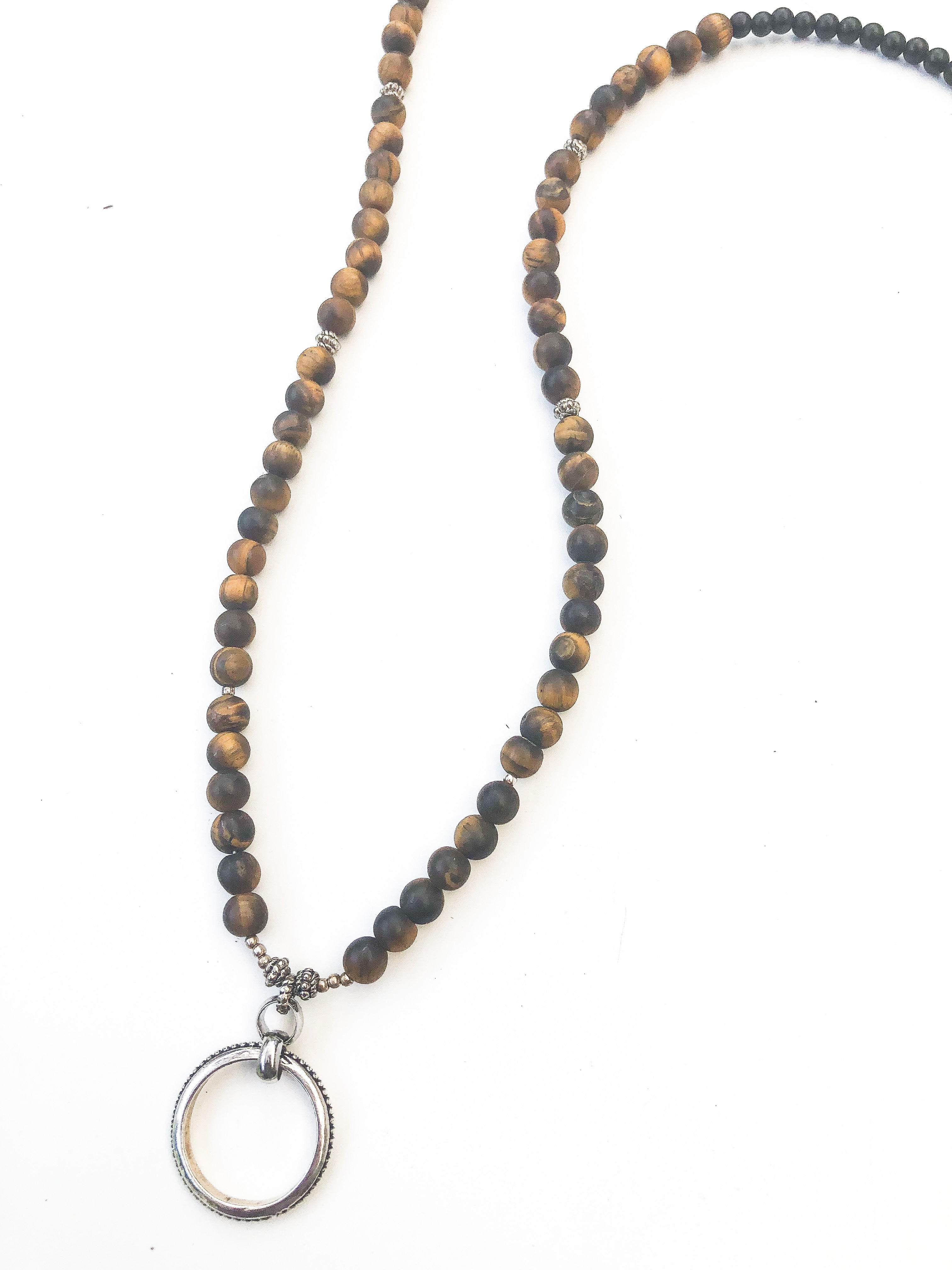 Tigers Eye and Black Onyx EyeRing Necklace