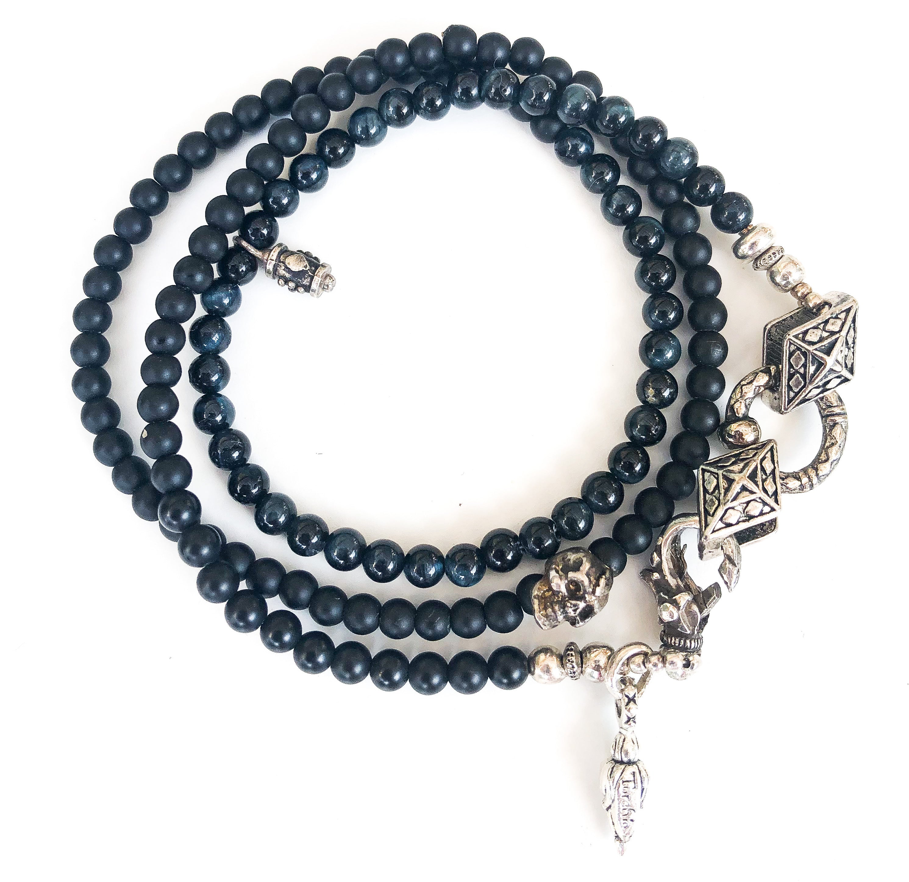 Triple Wrap 2-tone Mini Skull Bracelet/ Necklace