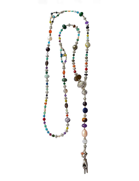 Multi Gemstone and Sterling Silver Lariat Necklace – Turchin Jewelry