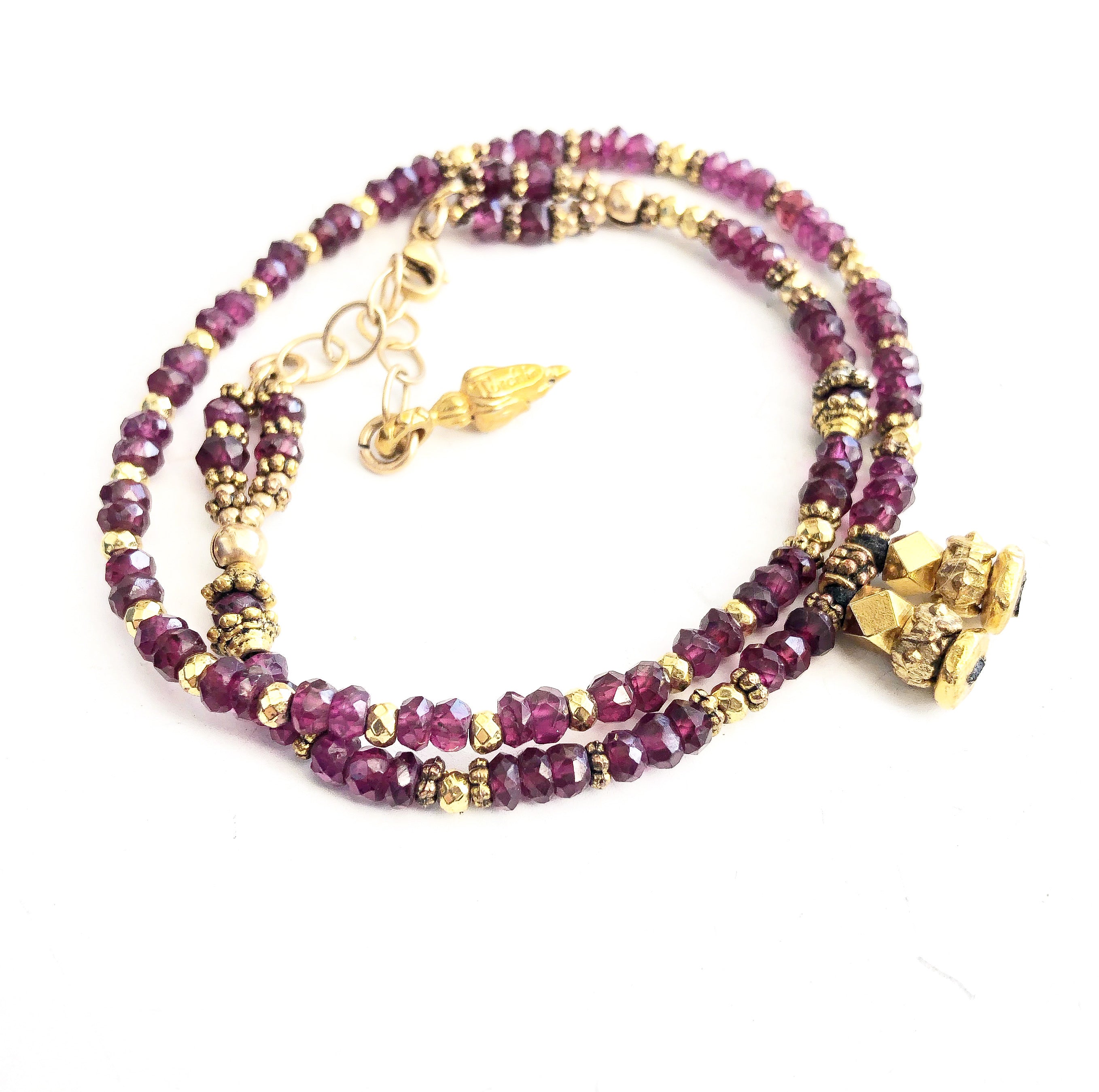 Sparkling Garnet & Gold Love Wrap Bracelet