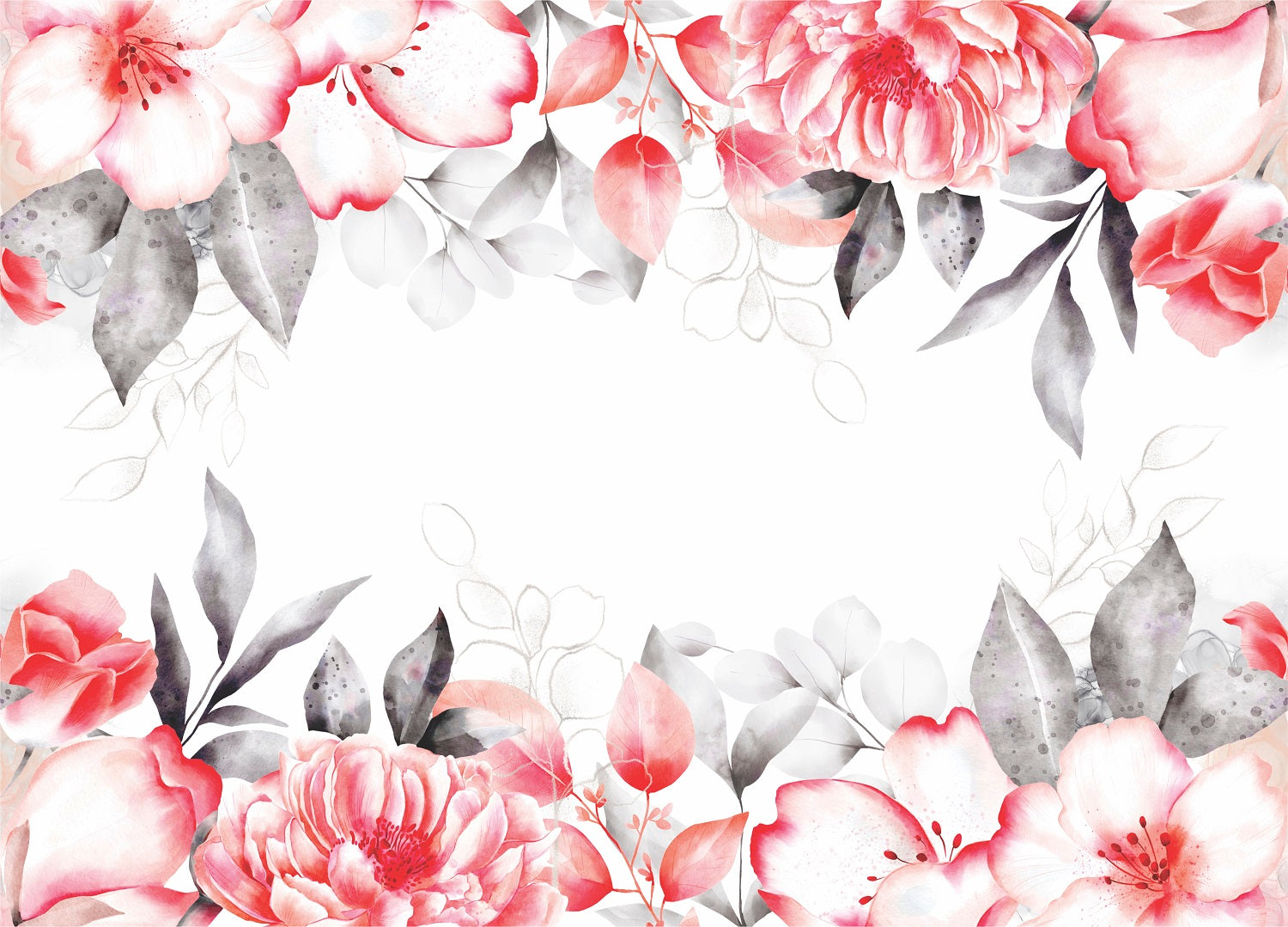 Red Grey Border Rice Paper- 3 Sheets Printed Mulberry Paper Border 36gsm