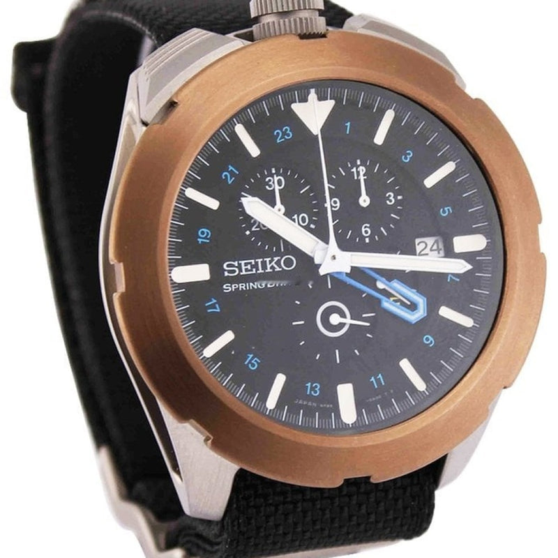 Seiko SpaceWalk SPS005 Spring Drive Limited Edition in Titanium with Gold  Bezel on Black Nato Fabric Strap with Black Dial | Watch Rapport