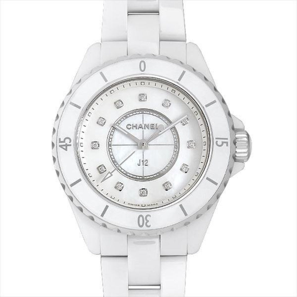 Chanel J12 White Ceramic 33 Diamond Quartz Ladies Watch H5704