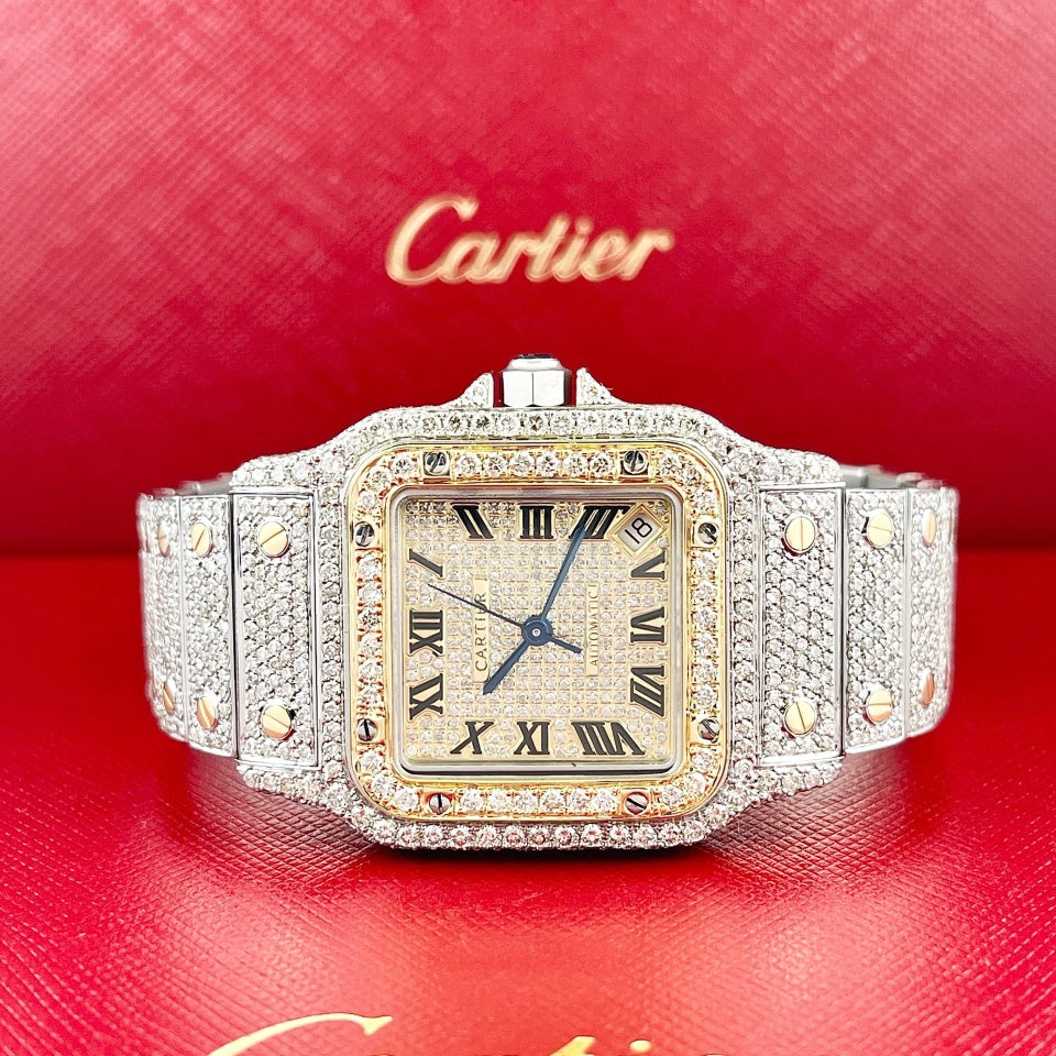 Cartier Santos Galbee XL Automatic 2-Tone 33mm Iced Out 14ct Diamonds Ref  2823 | Watch Rapport