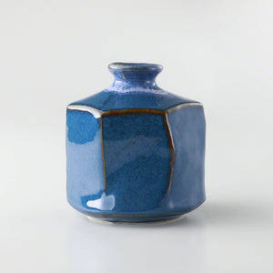 Wazakura Japan II Japanese Small Ikebana Vase Hexagon Shaped Blue