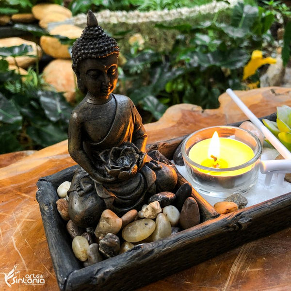 Buddha Statue and Candle Holder, Spiritual Decor, Zen/Yoga