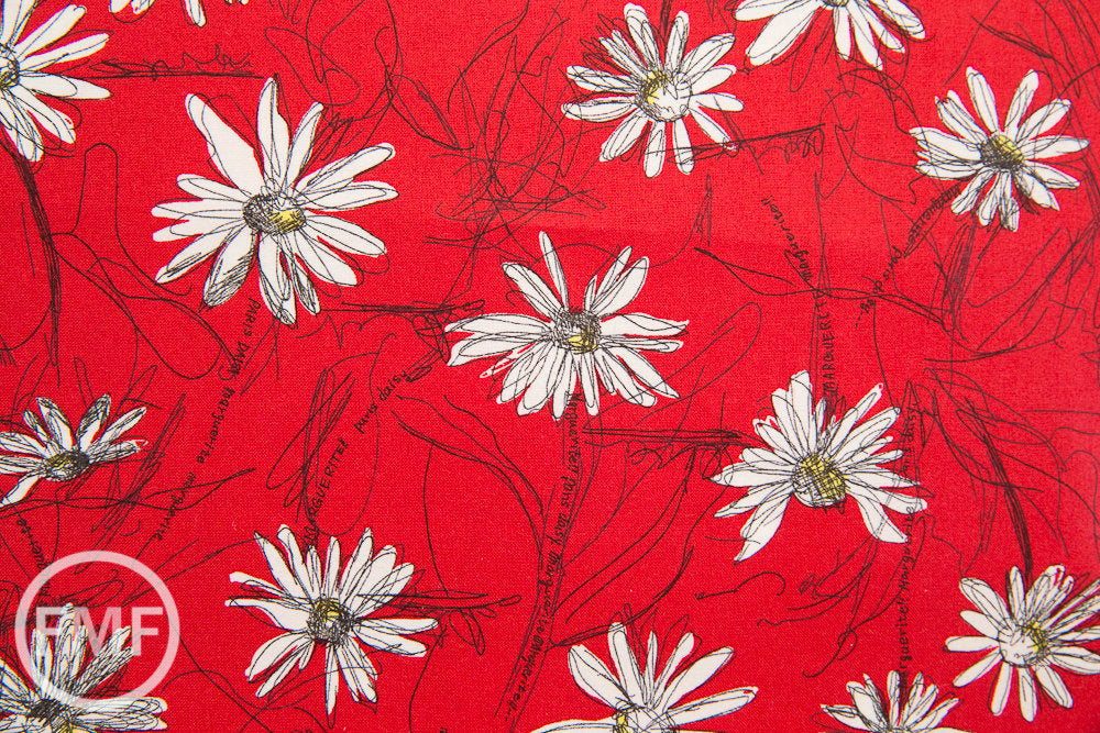 Suzuko Koseki Small Marguerite Daisy in Red, Yuwa Fabric