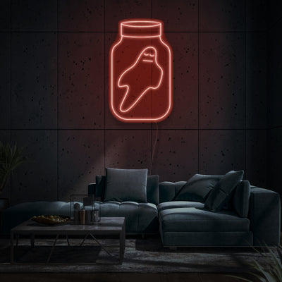 Jar With Ghost LED Neon Sign