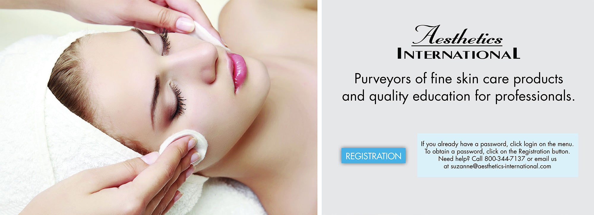 Aesthetics International products for skin care professionals - Registration