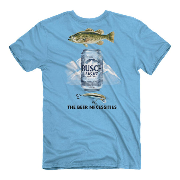 Busch Light Bass Catch Front and Back Print T-Shirt Grey