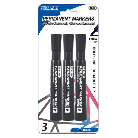 Bazic Assorted Colors Chisel Tip Triangle Dry-Erase Markers (3/pack)