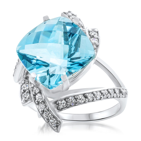925 Silver Ring with Blue Topaz - Drukker Designs
