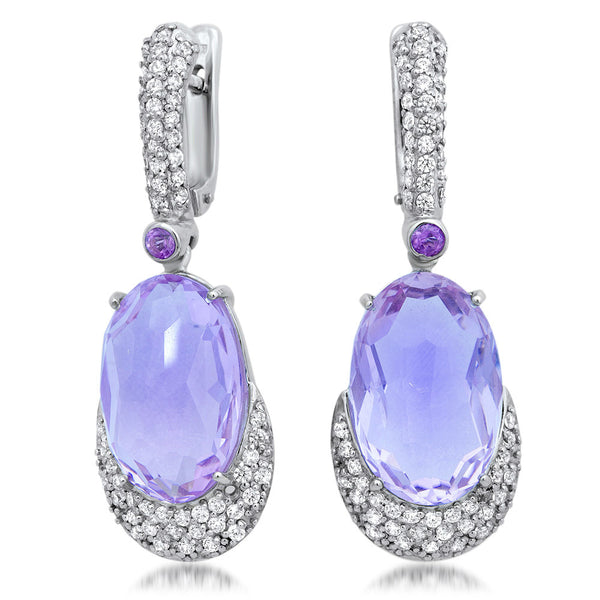 875 Silver Earrings with Amethyst - Drukker Designs