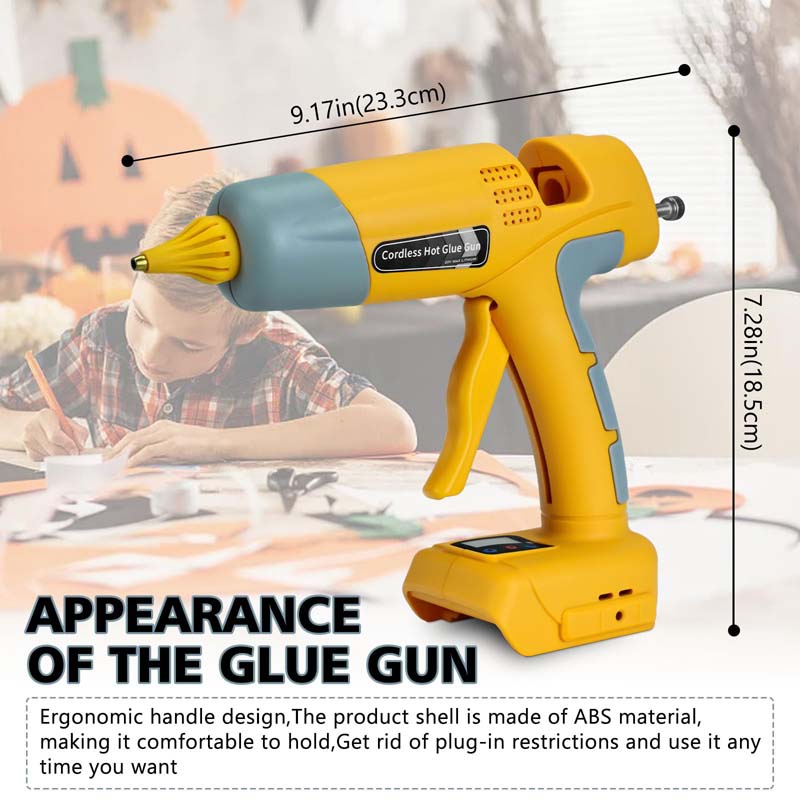 Cordless Hot Glue Gun 100W for dewalt 20V Battery Handheld Wireless Power Glue  Gun Full Size with 12pcs Glue Sticks(0.43) for Art DIY Craft Home Repair  School(Battery Not Included) 