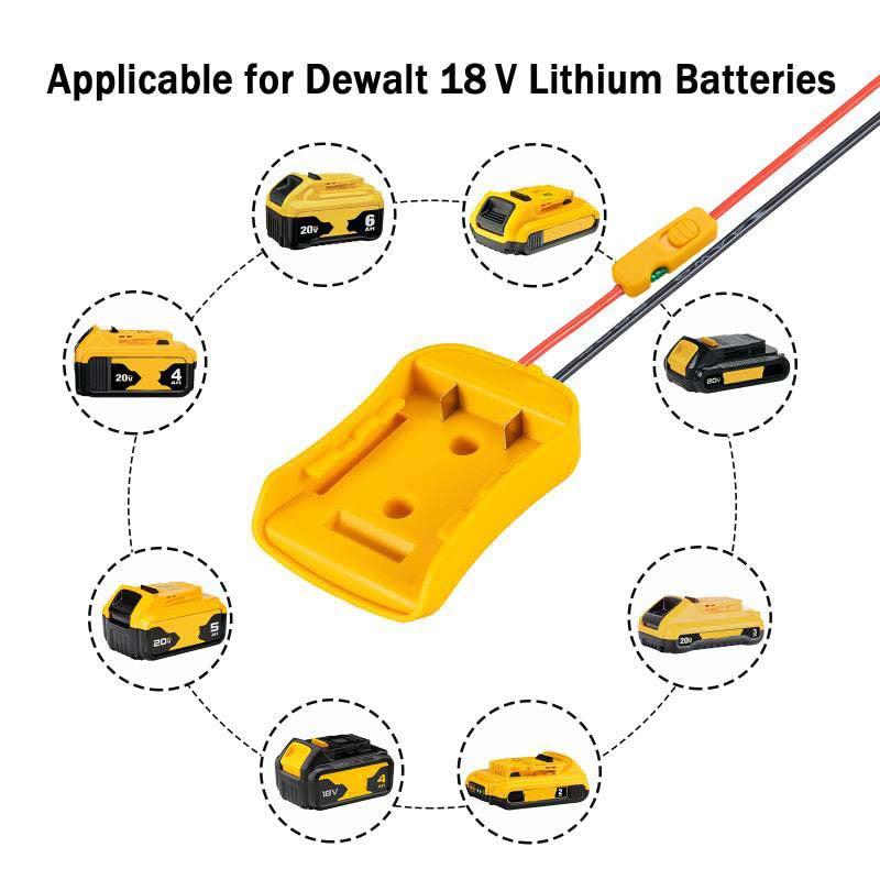 Powuse 2-Pcak Dewalt 20V Battery Power Wheels Adapter with Switch Terminal