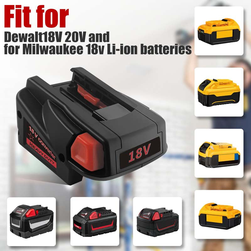 Powuse 2-in-1 Milwaukee M18 DeWalt 20V to Milwaukee V18 Battery Adapter