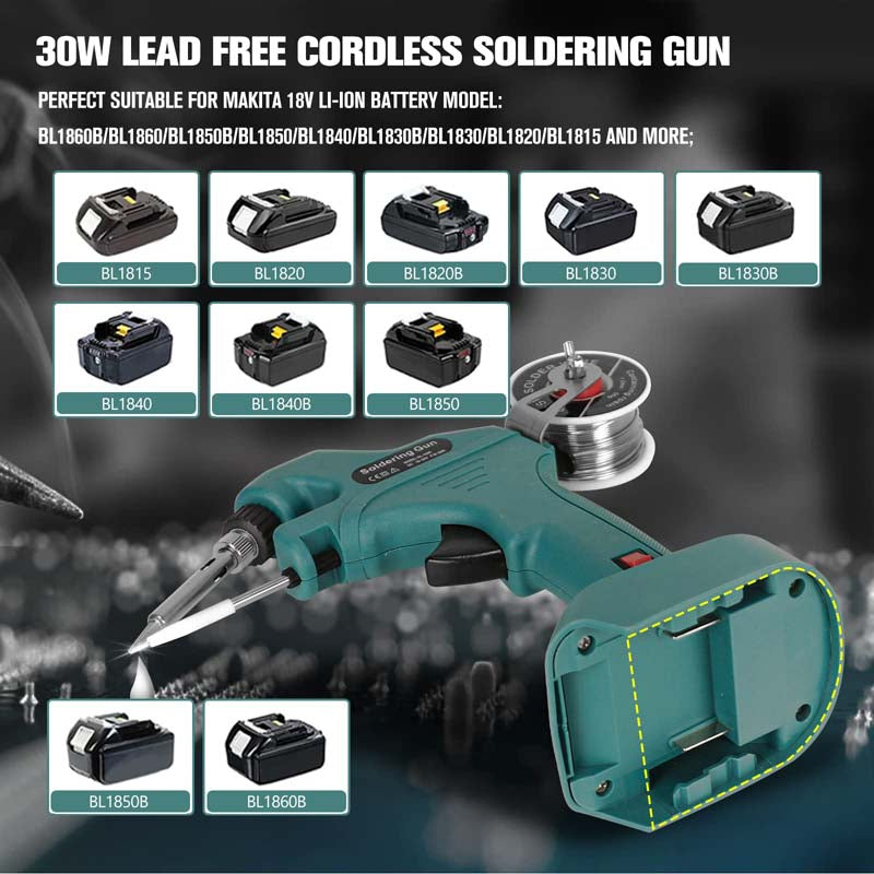 Powuse 30W Lead Free Cordless Soldering Gun Powered by Makita Battery