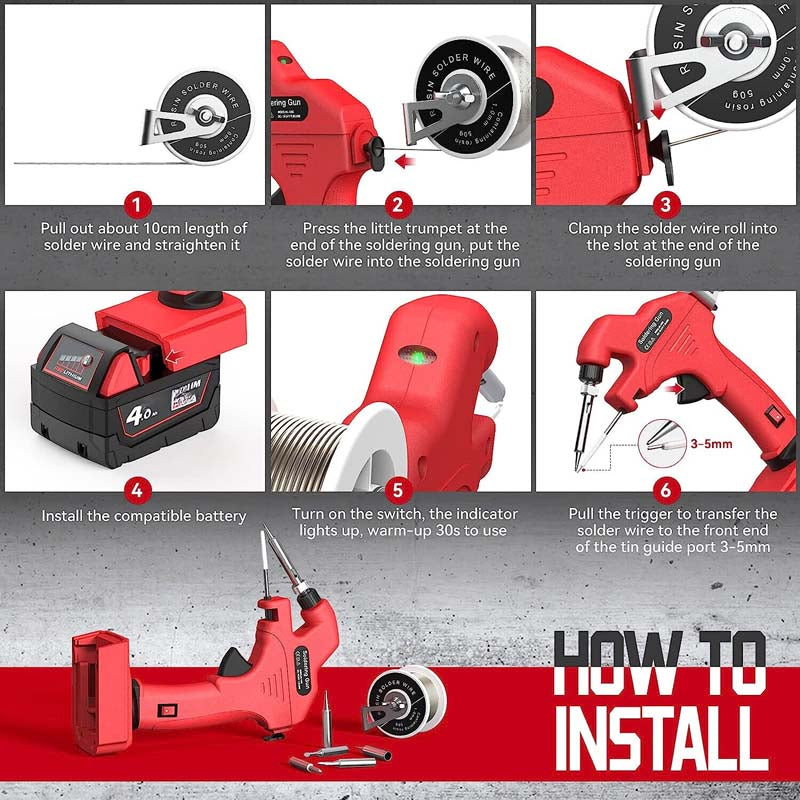 30W Lead Free Cordless Soldering Gun Powered by Black+Decker Battery -  Powuse