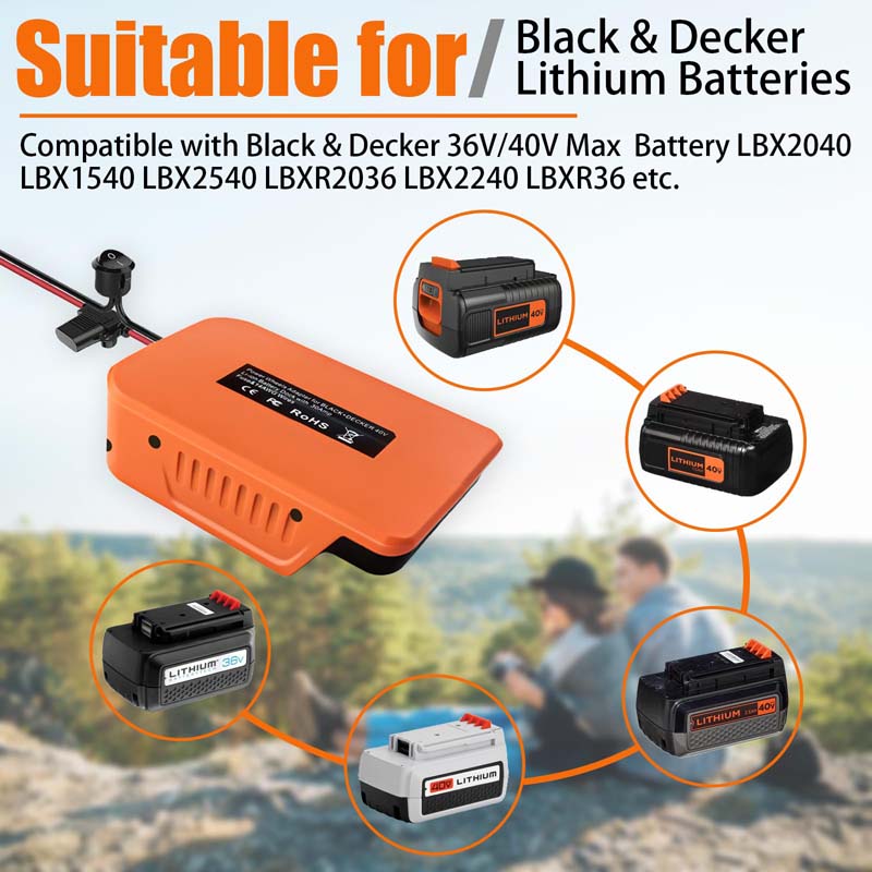 battery adapter for black and decker 20v dock power connector 12 gauge  robotics